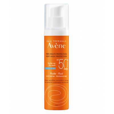 AVENE EUA THERMALE VERY HIGH PROTECTION SPF 50+ DRY TOUCH SUNSCREEN FLUID 50 ML BOTTLE